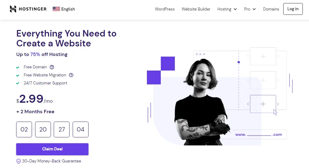 Official website view of Hostinger