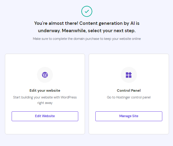 Your website is complete