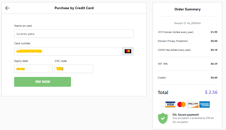 For example, I paid by card- you can choose any other payment option