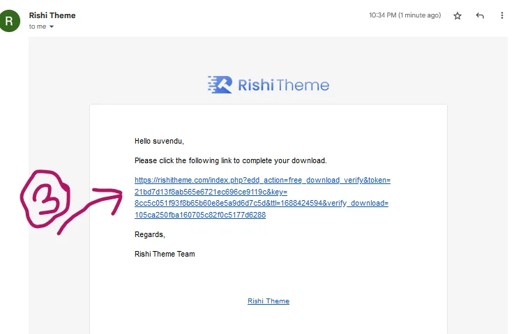Verification email view in your inbox